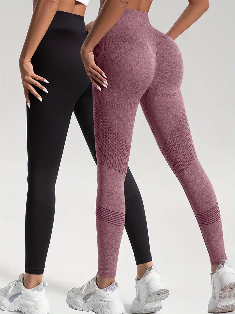 GR | 2 pcs. Sports leggings for yoga and fitness. Solid color with high stretch.