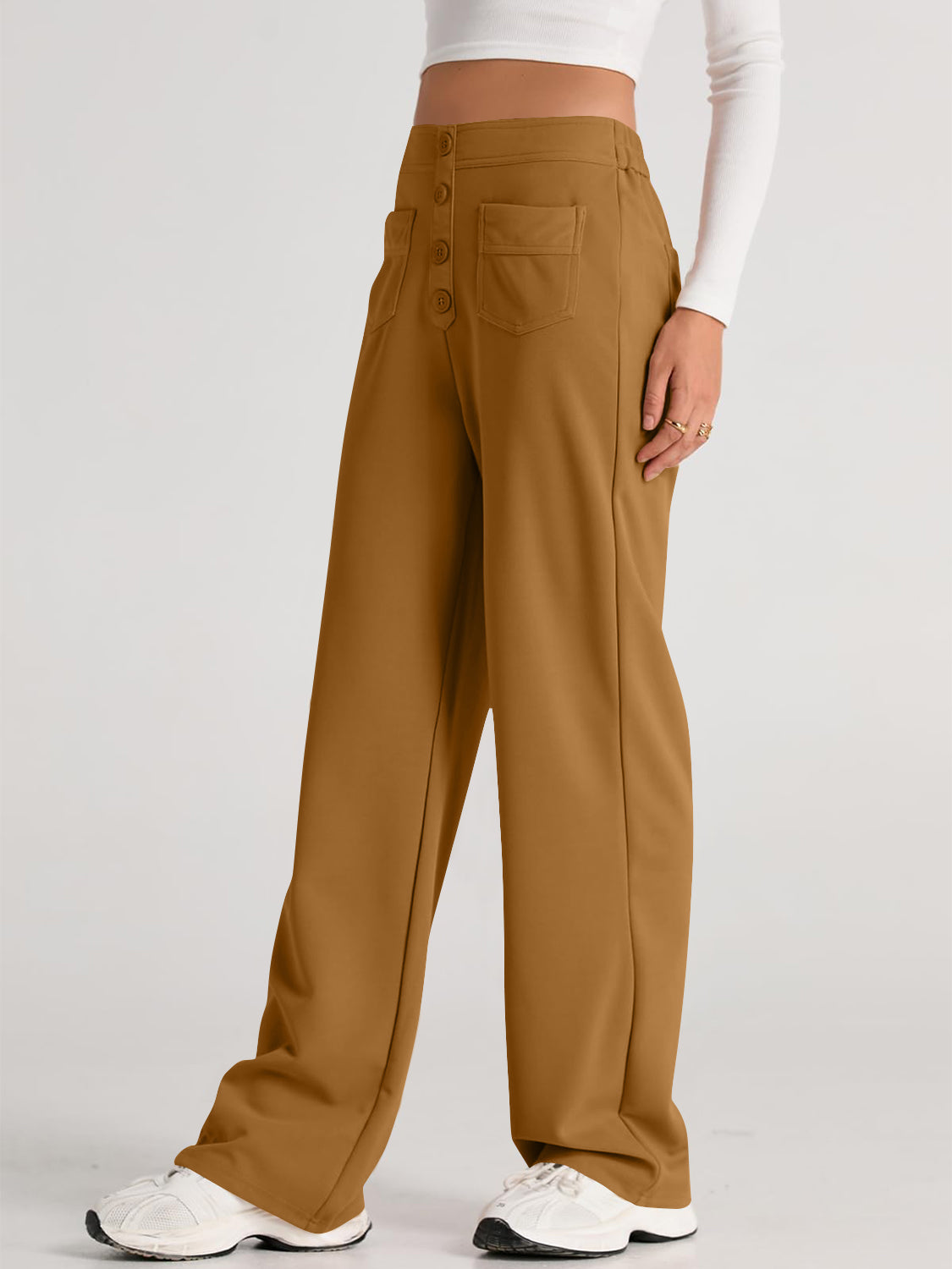 GR | Wide-waisted trousers with pockets, elegant and comfortable