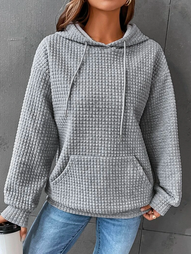 GR | Waffelstrick Hoodie Damen - lässiger Oversized Pullover
