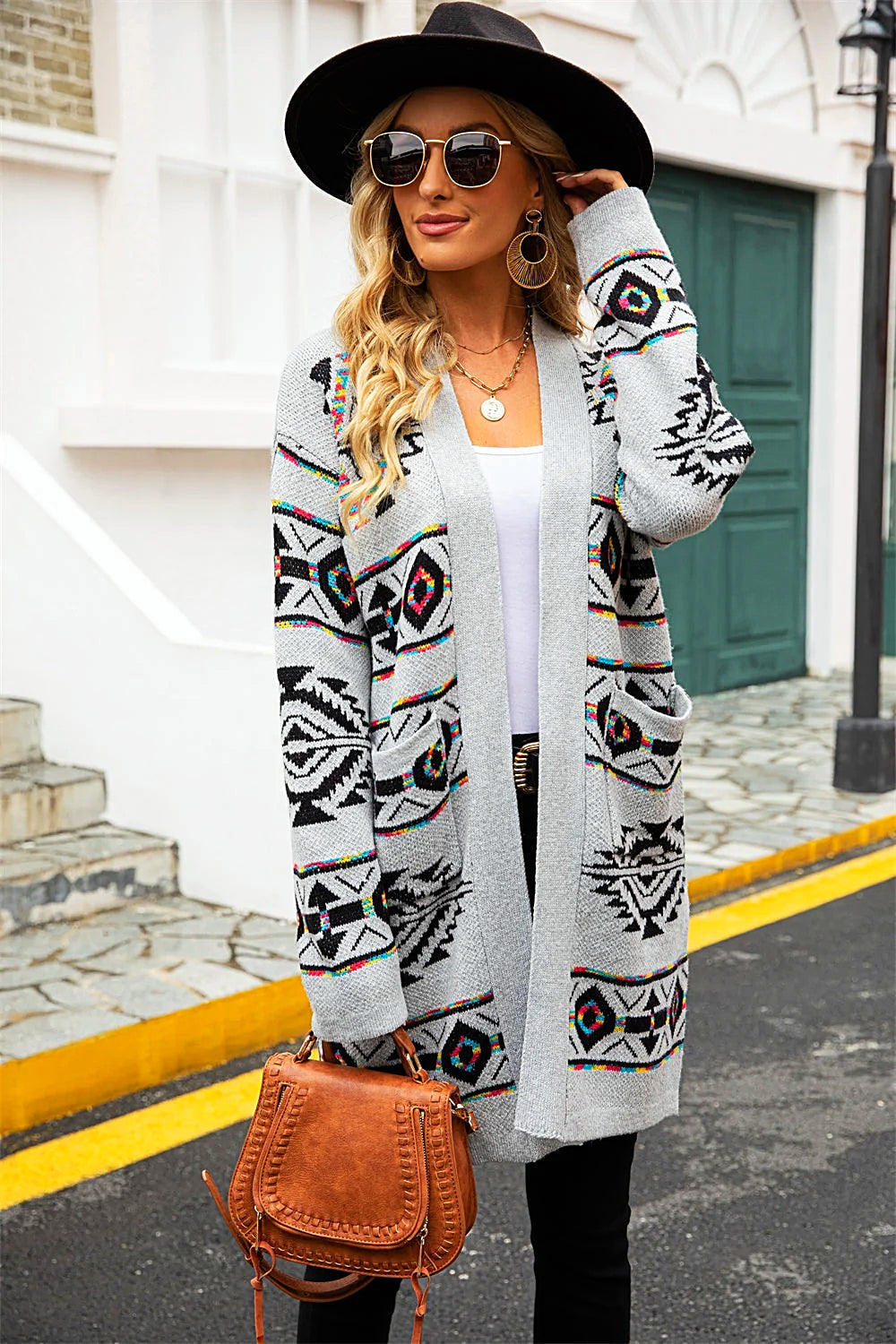 GR | Long ethnic knit cardigan for women