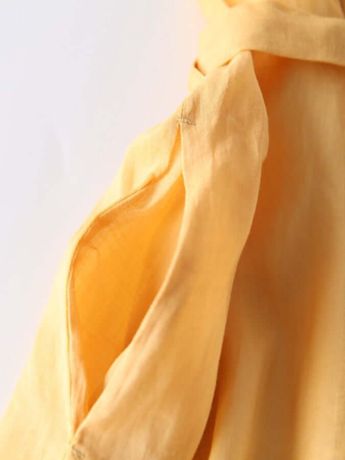 GR | and linen lacing Three-quarter sleeves Solid color dress 