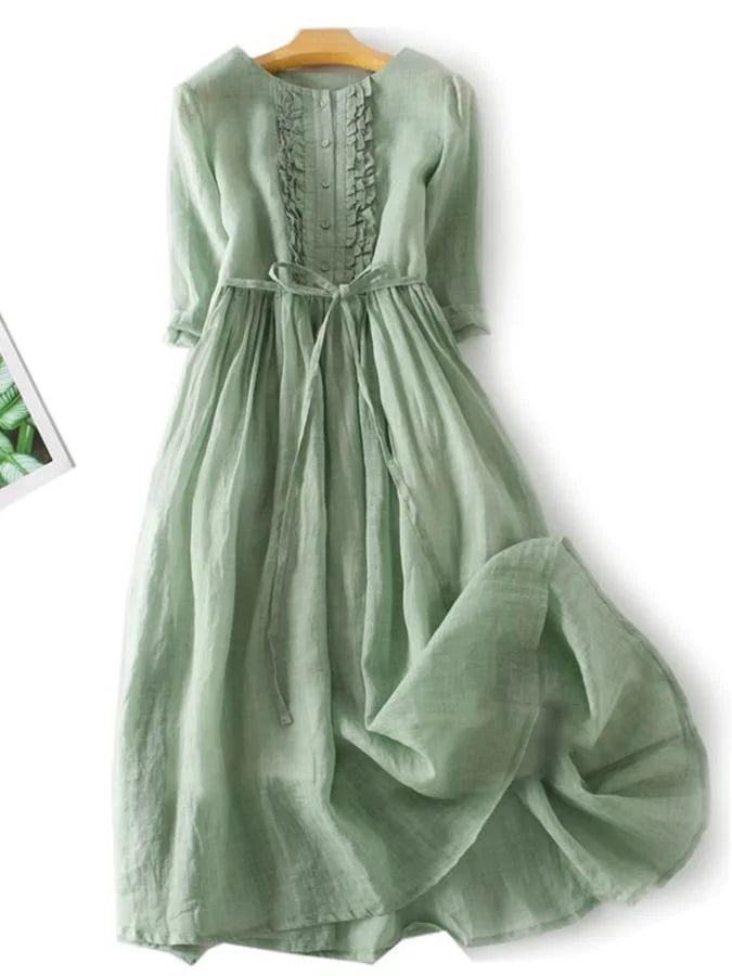 GR | Cotton Linen Ruffled Dress