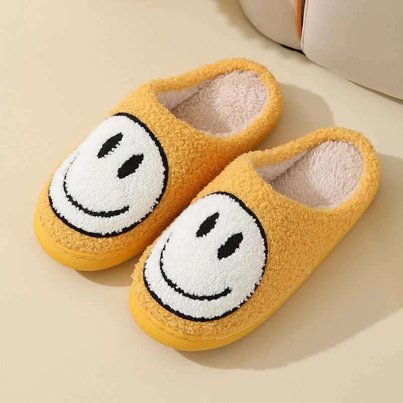 GR Large Smiley Pattern Fur Slippers