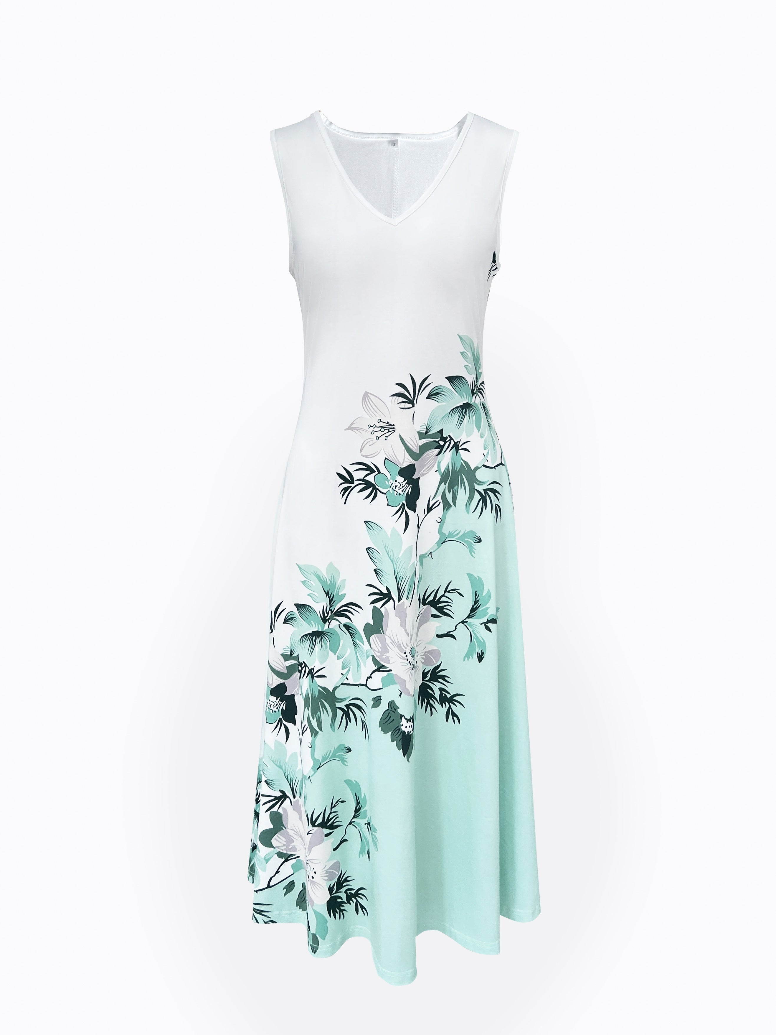 GR Dress | Elegant turquoise long blazer/dress set with floral pattern