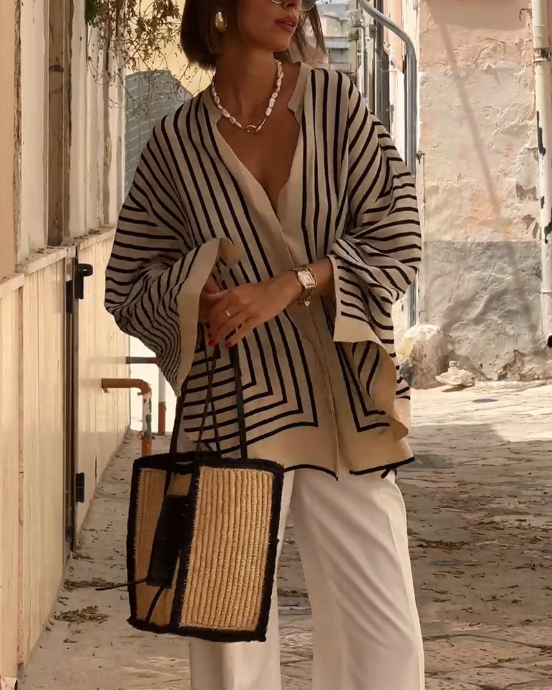 Casual striped shirt with slit