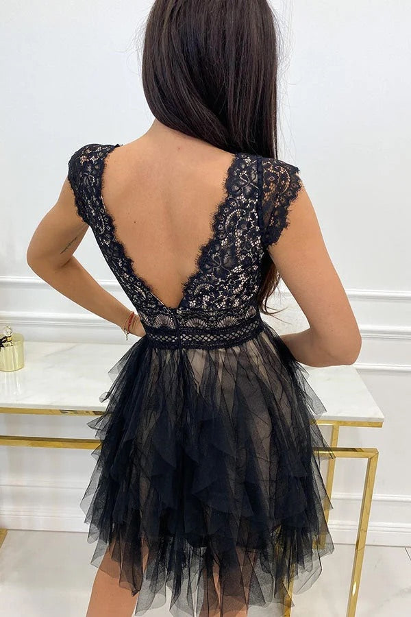 GR | Unendliche Schönheit Spitzen Tüll Midi Kleid