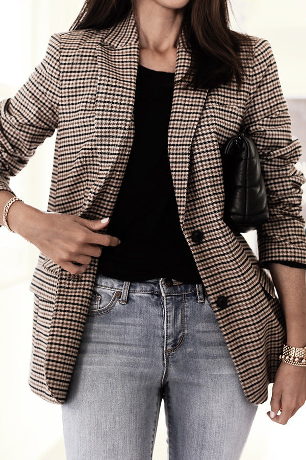 GR | Boss Up Check Pattern Boyfriend Blazer