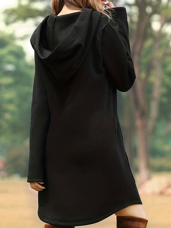 GR - Rotes Kapuzen Sweatshirtkleid mit Taschen