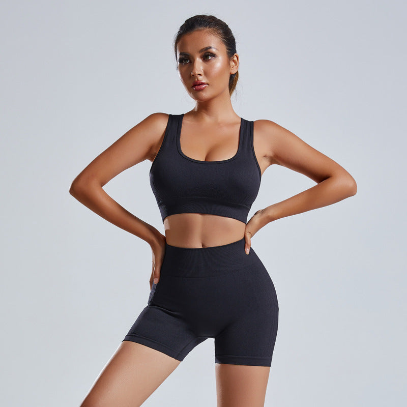 GR | 2 Teiliges Yoga Satz Mit Sport Bra Und Shorts Für Damen