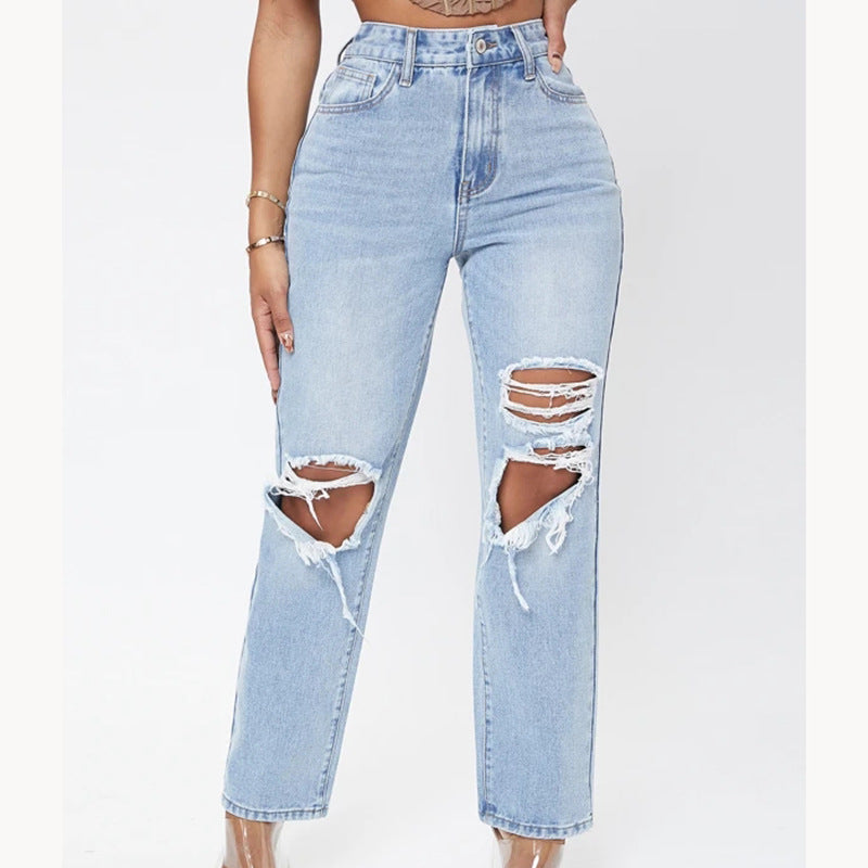 GR Damenjeans mit hoher Taille und Waschung