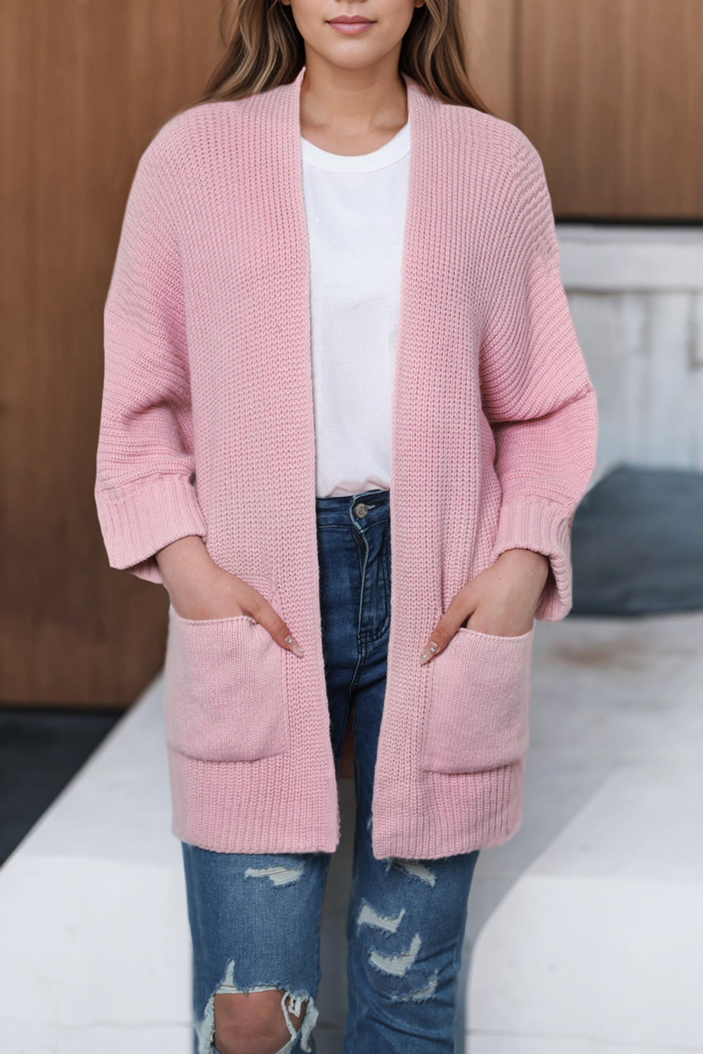GR | Oversized-Strickweste mit Wickelärmeln Für Frauen