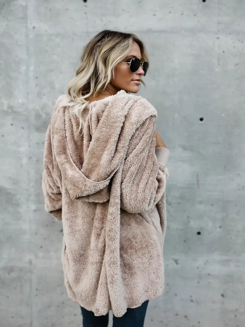 Fluffy jacket with hood
