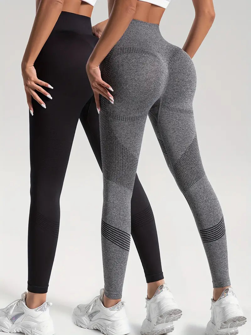 GR | 2 pcs. Sports leggings for yoga and fitness. Solid color with high stretch.