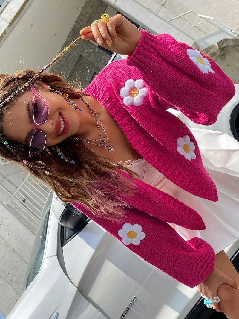 GR | Geblümter Strick-Cardigan für Damen