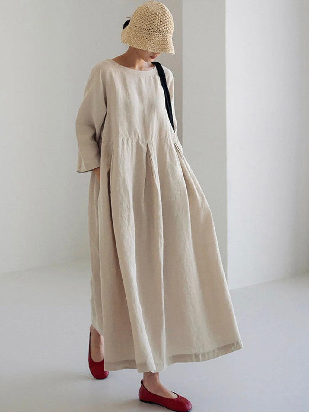GR | Loose linen dress with side pockets