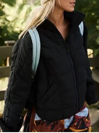 GR - Stand-up collar quilted jacket