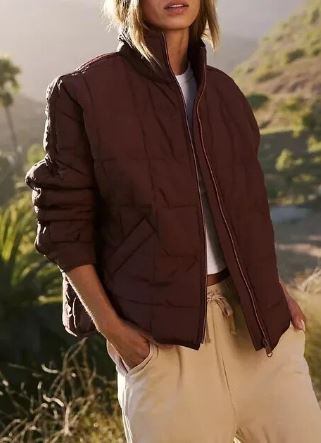GR - Stand-up collar quilted jacket