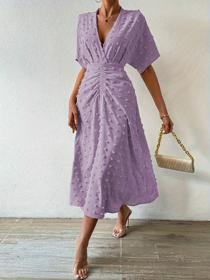 GR | Swiss Dot Rüsch Midi Kleid