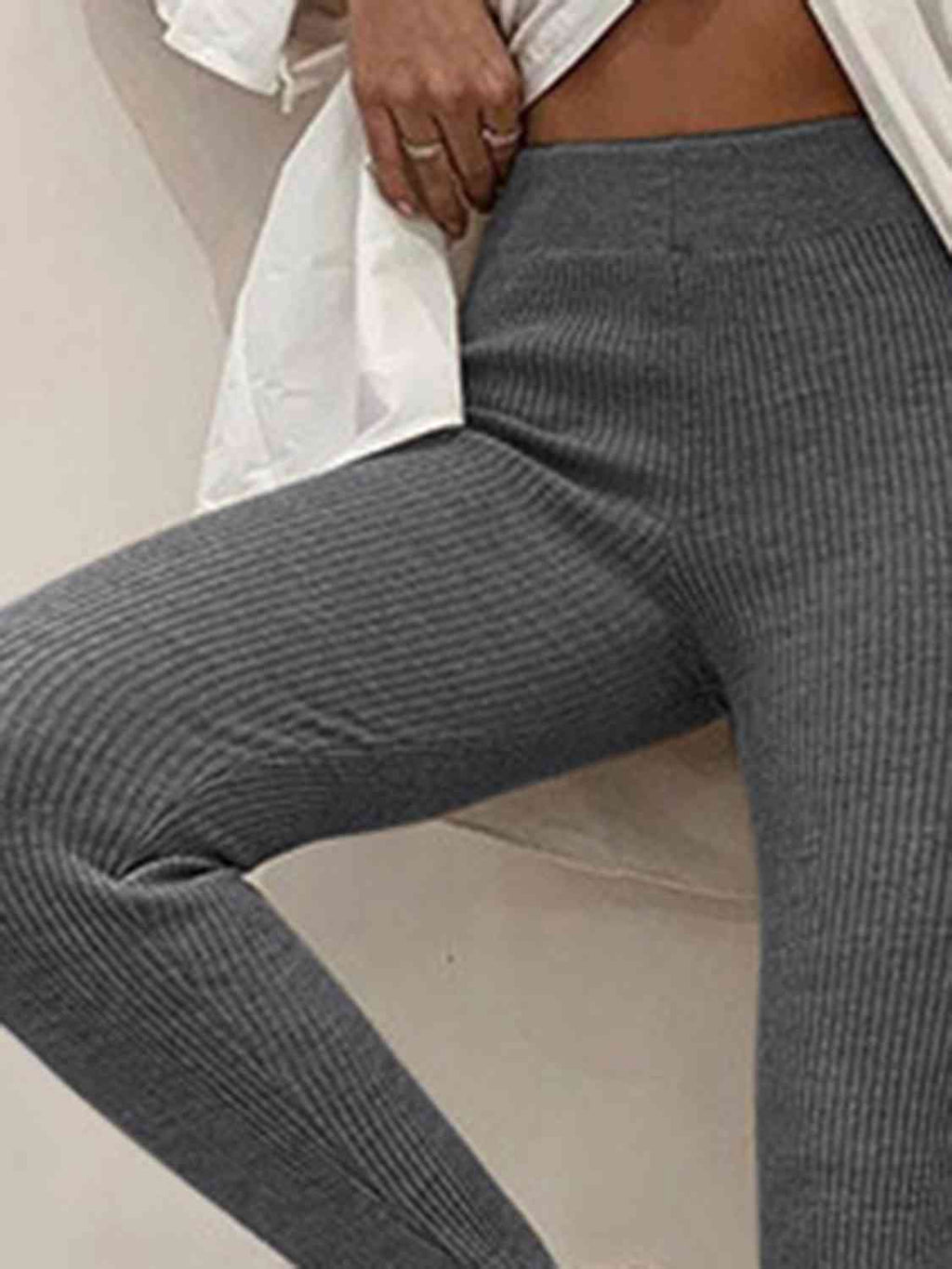 GR | Geripptes Mittel Taillen Leggings