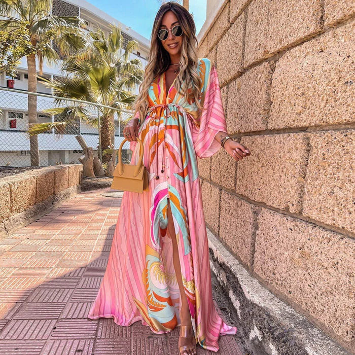 GR | Elegantes bedrucktes Kleid für den Strand