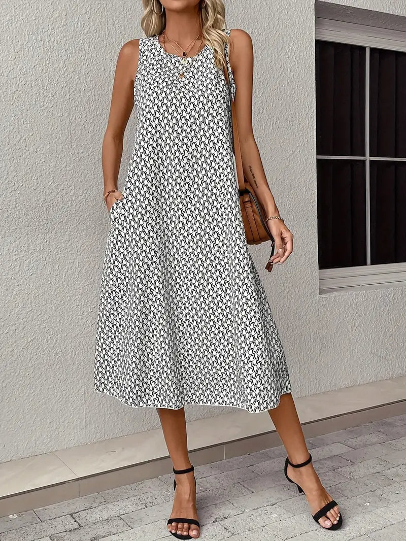 GR | Casual dress with all-over print and pocket – fashionable & comfortable
