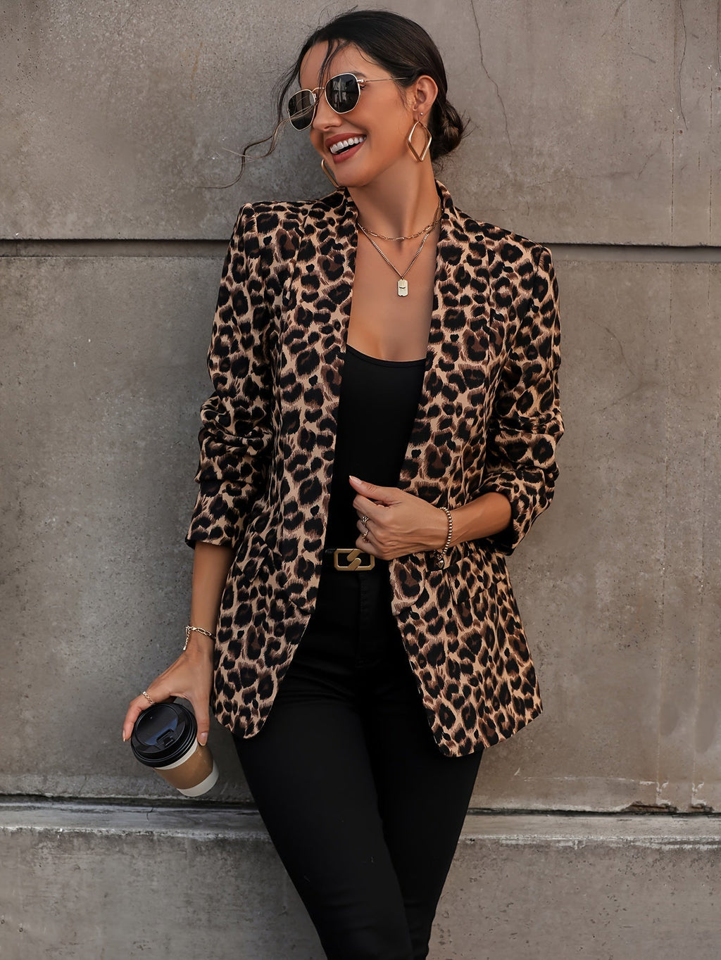 GR | Elegant business long blazer with