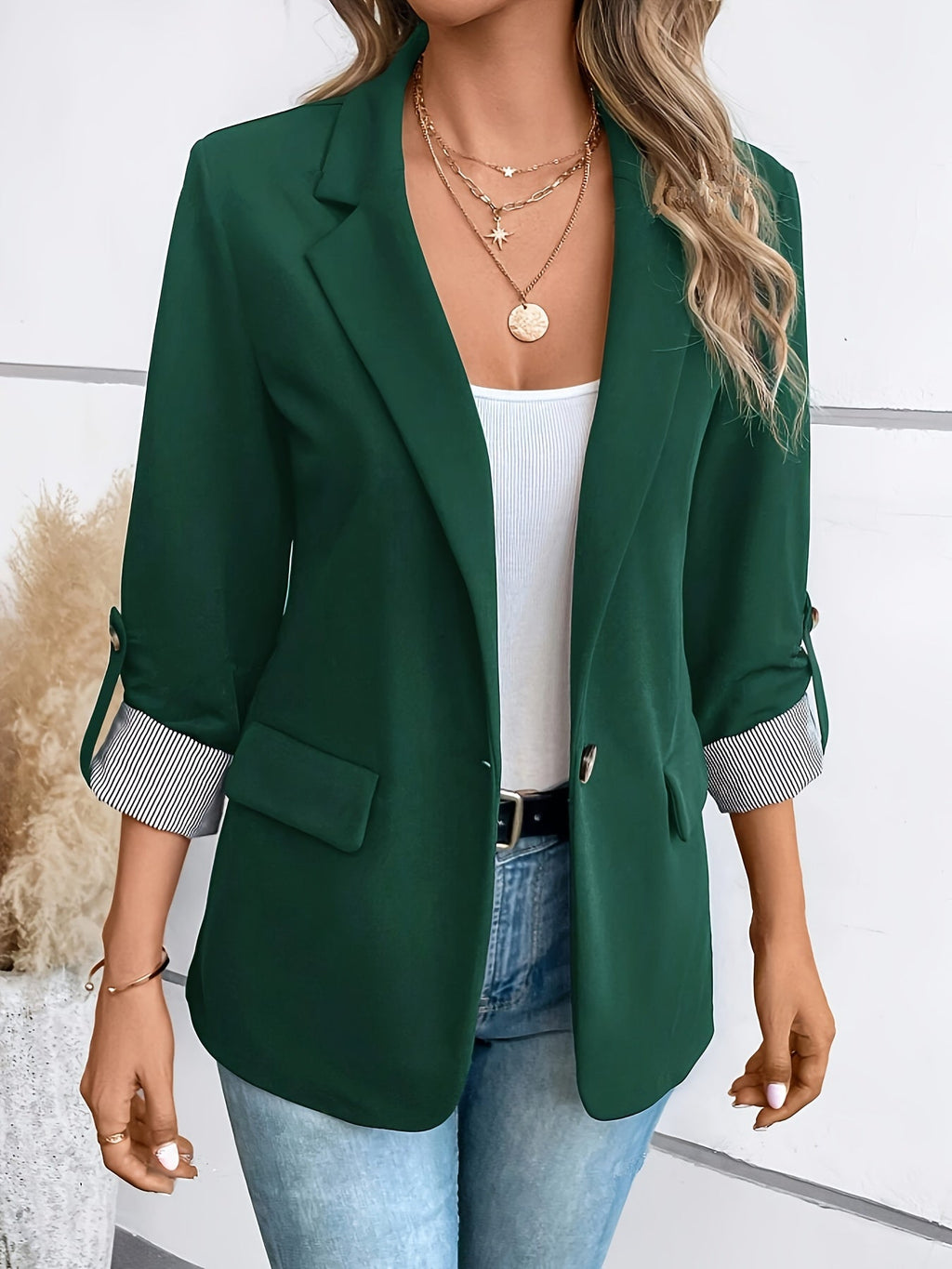 GR | Elegant business long blazer with