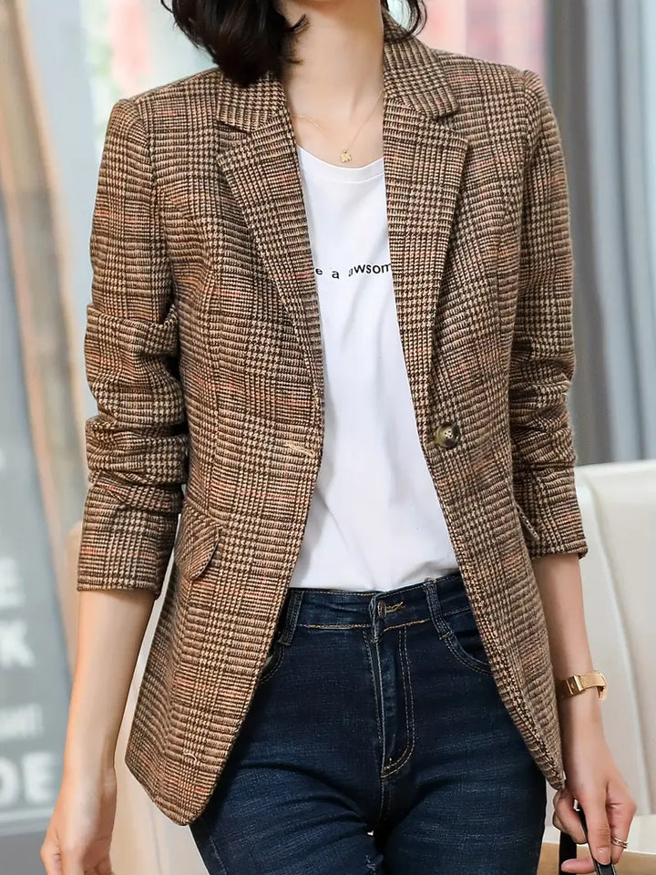 GR | Checked blazer with lapel and one button