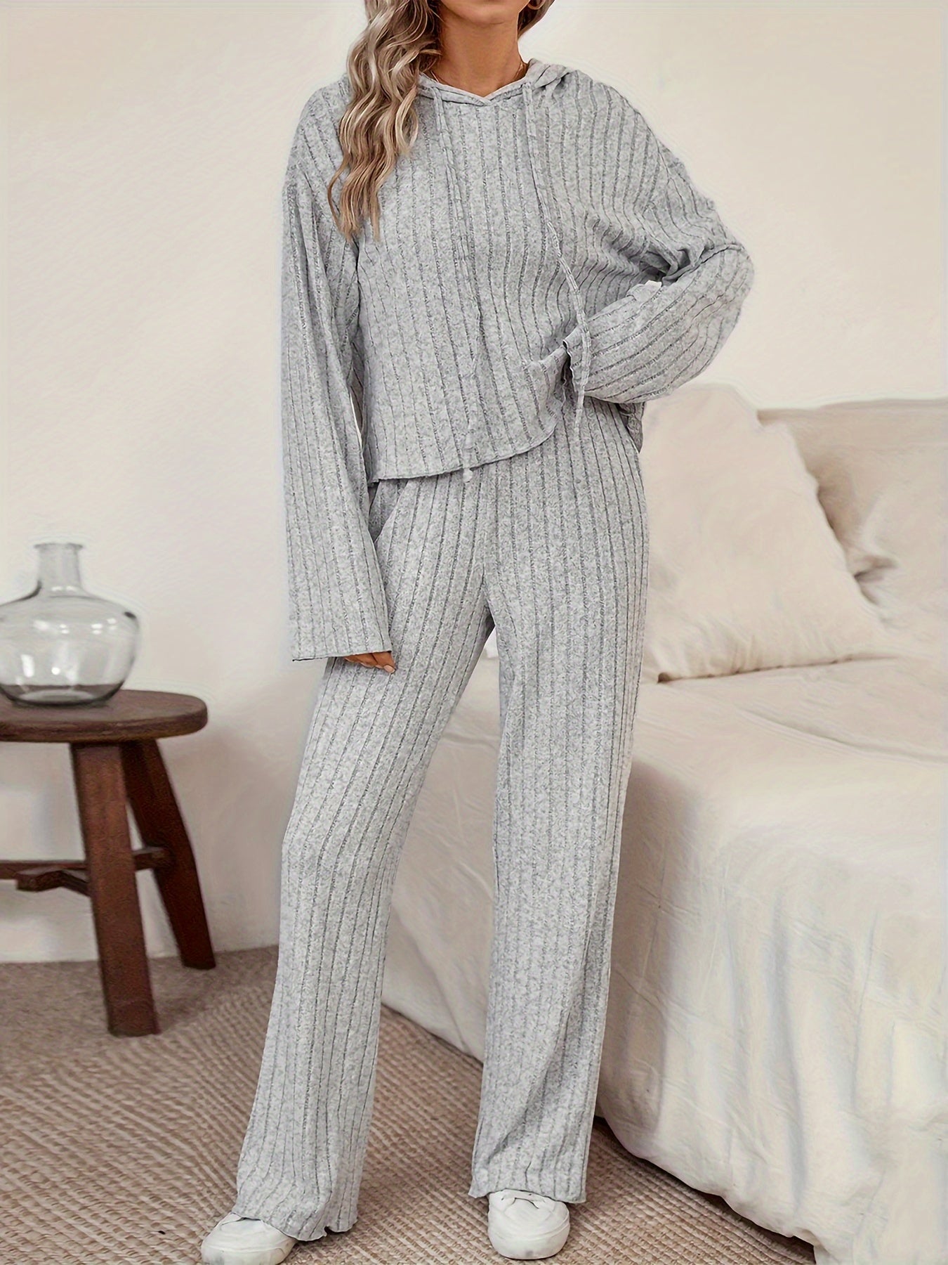 GR  | Damen Freizeit Uni Farbener Kapuzenpullover und