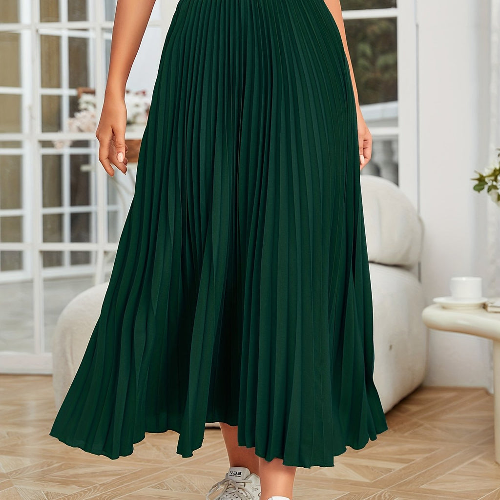 GR | Pleated plain curly skirt