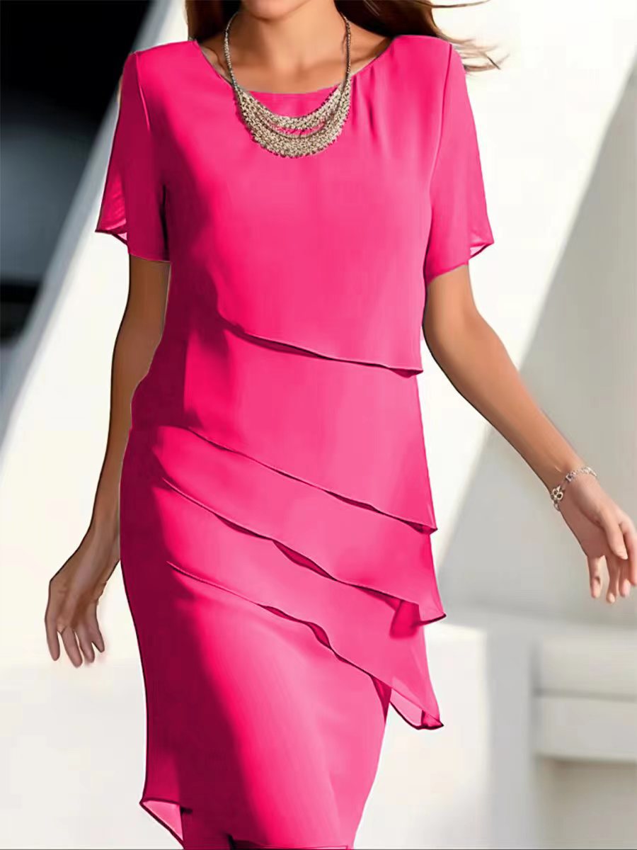 GR | Stilvolles Mid-Waist-Kleid mit Splicing-Detail