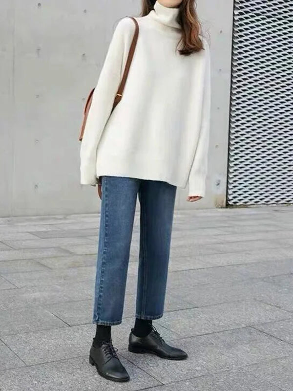 GR | Lässiger Strickjacke Rollkragenpullover für Damen