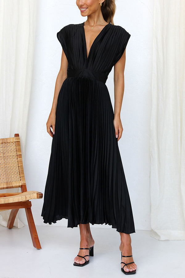 GR | Hallo Schöne Satin Plissee Midi Kleid