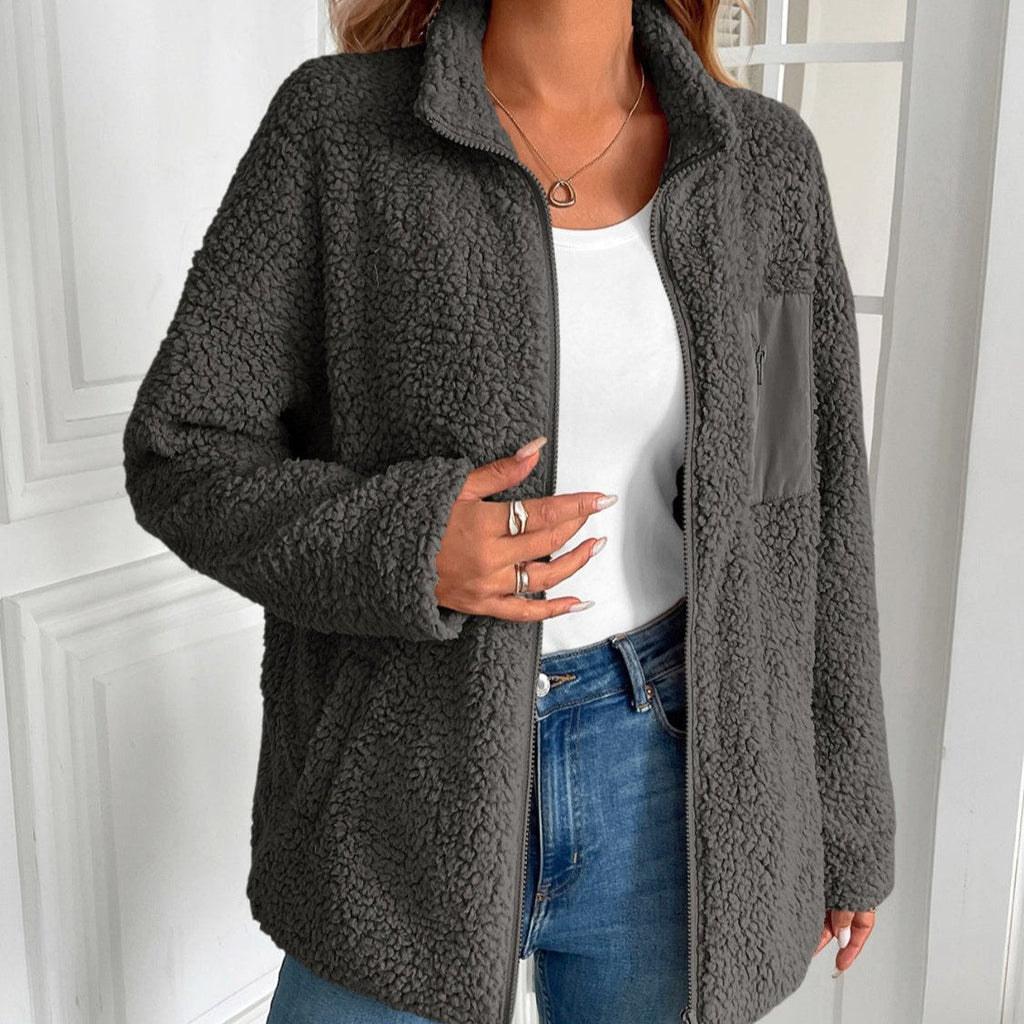 GR | Casual Winter Zip-Up Fuzzy Jacket for Women