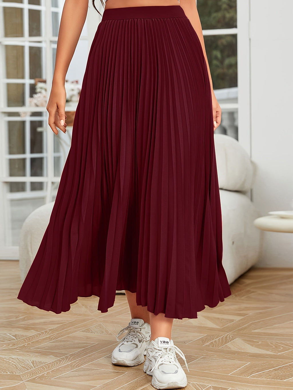 GR | Pleated plain curly skirt