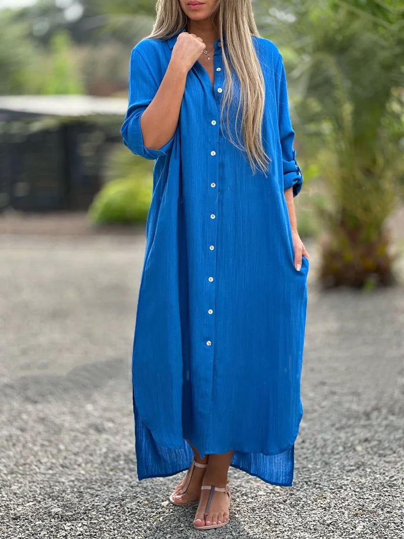 GR | Solid color, casual women's shirt blouse, button closure at the front