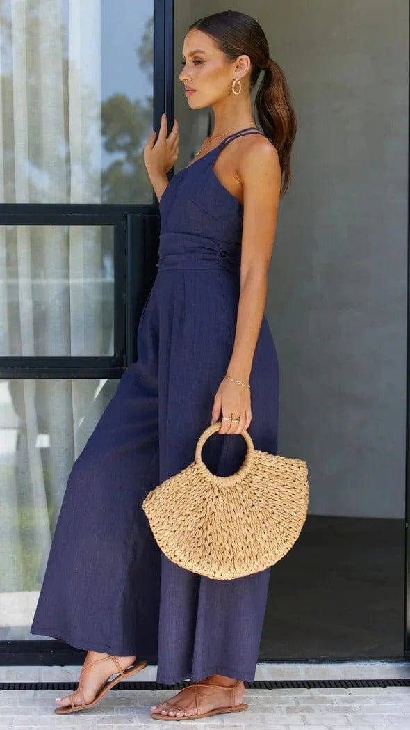 Elegant and sexy backless strapless jumpsuit 