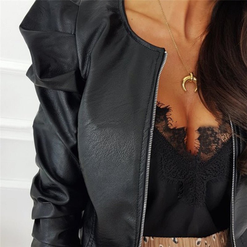 GR Jacket | Elegant short leather-look jacket for women