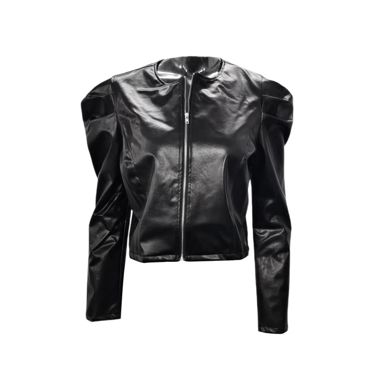 GR Jacket | Elegant short leather-look jacket for women