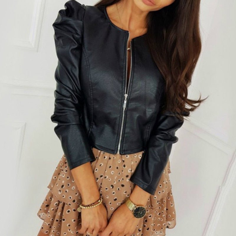 GR Jacket | Elegant short leather-look jacket for women