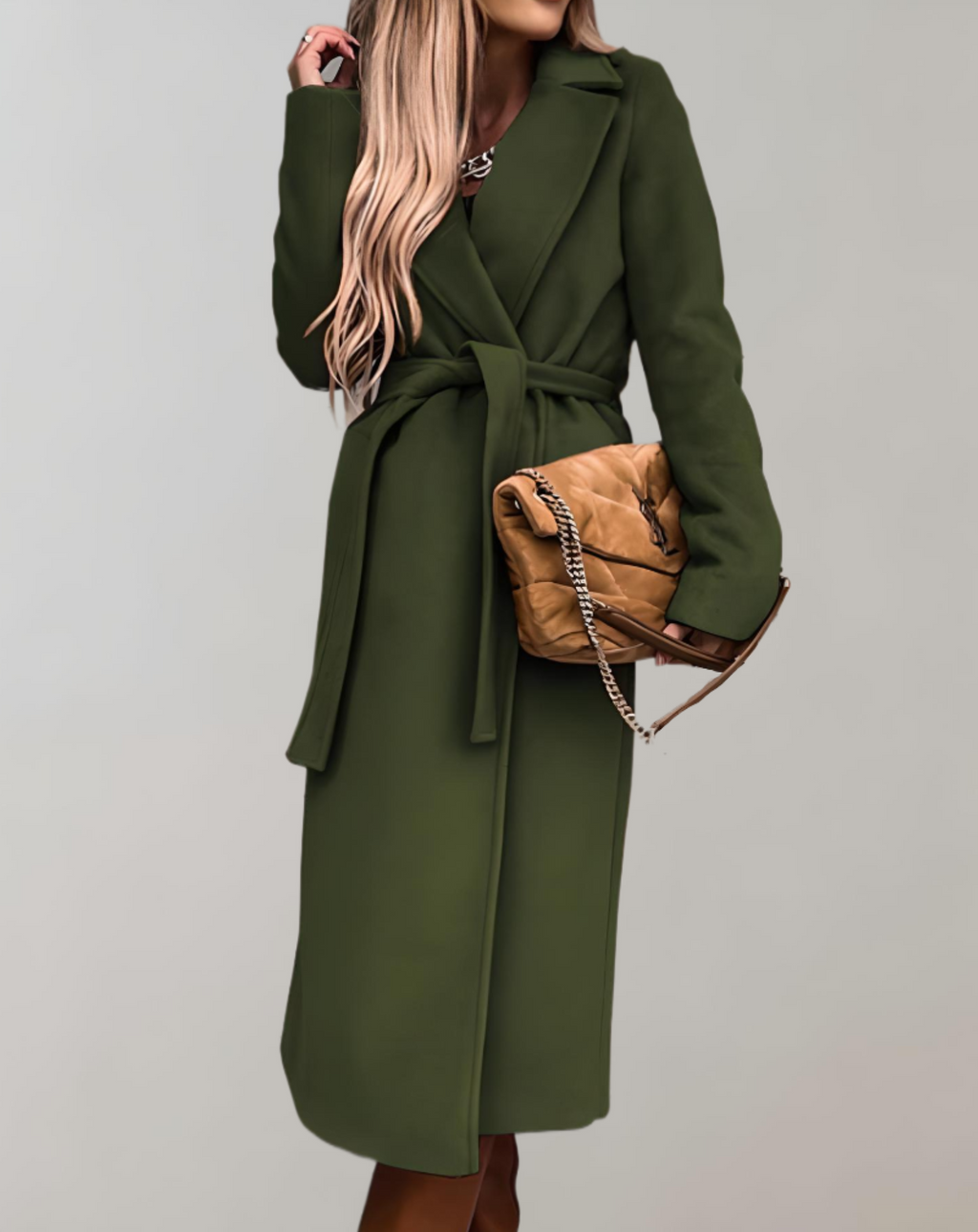 Long Autumn Jacket for Women with Jacket and Belt