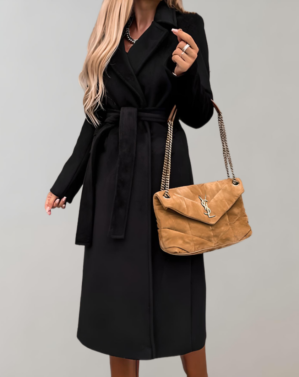 Autumn jacket for women with belt