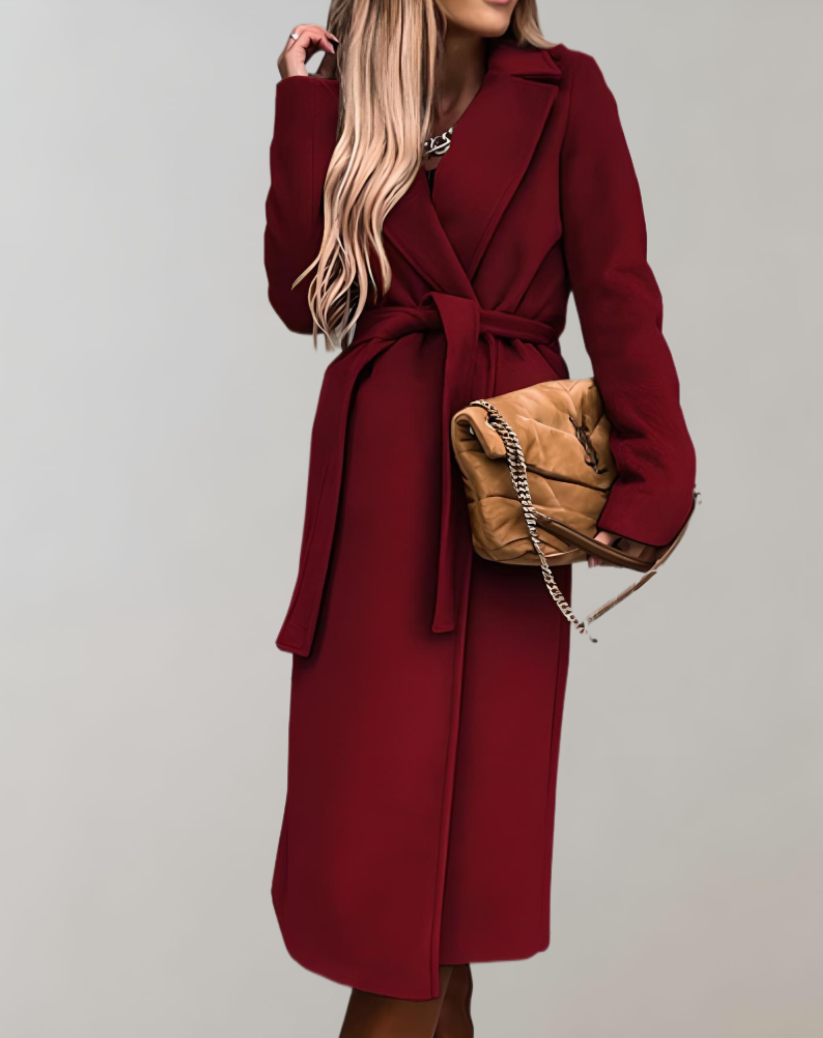 Long Autumn Jacket for Women with Jacket and Belt