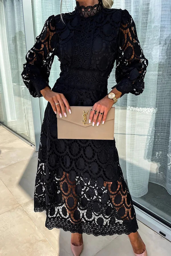 GR | Elegantes Spitzen Midi Kleid Zeitlos, Raffiniert & Stilvoll