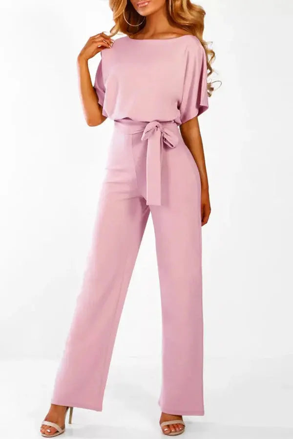 GR | Elegant jumpsuit with wide legs and waist belt