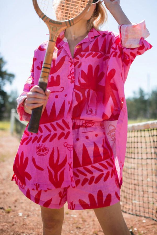 GR | Altos Unique Printed Pocket Shirt and Set with Elastic Waist Shorts