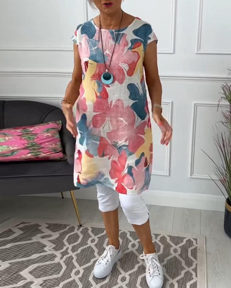 GR | Summer dress with asymmetrical cut and high slit