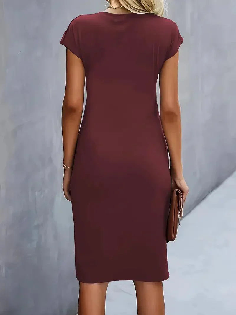 GR | Stilvolles Schmales Kleid Mit Rundhalsausschnitt