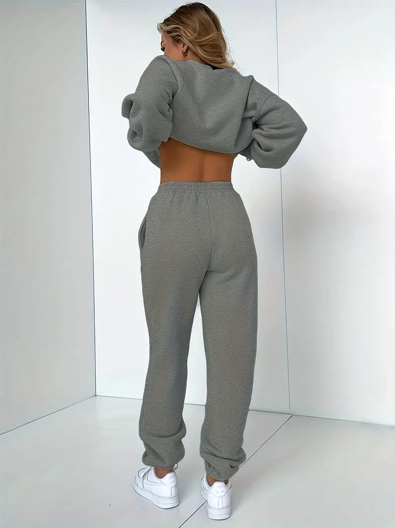 GR Jogginganzug | Lässig weicher 2-teiliger Damenanzug mit Pullover und passender Hose