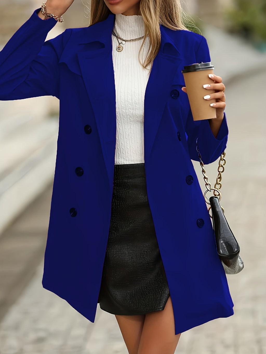 GR | Women's Double-Breasted Trench Coat with Button Details